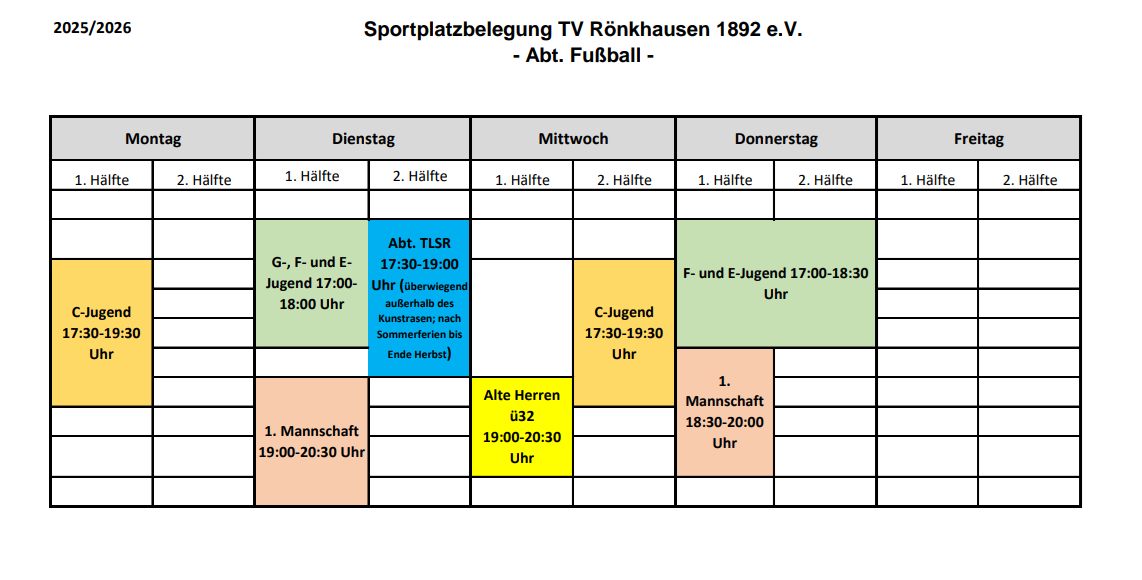 Sportplatzbelegung 2025 2026